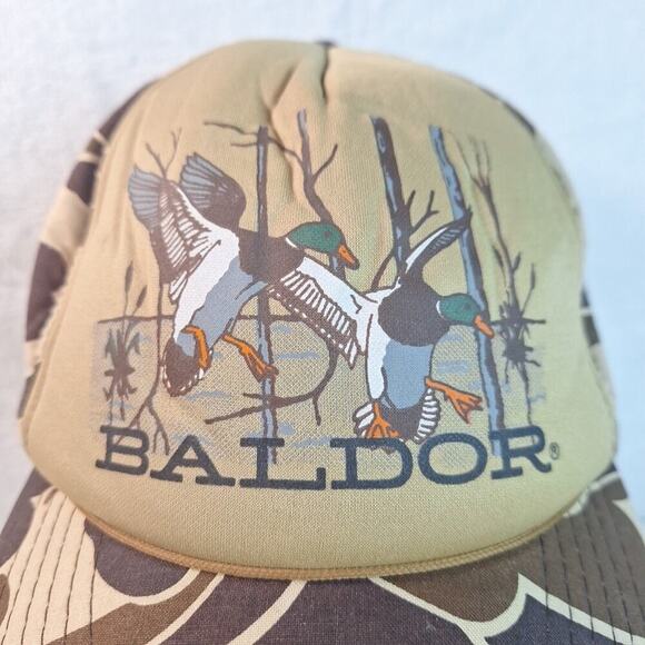 Vintage Baldor Electric Snapback Hat Cap Camo Ducks With Rope And Foam - Picture 2 of 9
